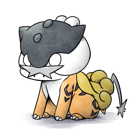 alternate_color chibi claws fangs full_body gen_2_pokemon kashiwa_(3920kashiwa) lowres no_humans o_o pokemon pokemon_(creature) raikou shiny_pokemon simple_background sitting solo white_background white_eyes