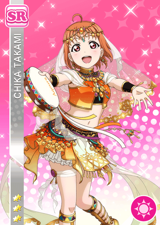 arabian_clothes blush character_name love_live!_school_idol_festival love_live!_sunshine!! orange_hair red_eyes short_hair smile takami_chika veil