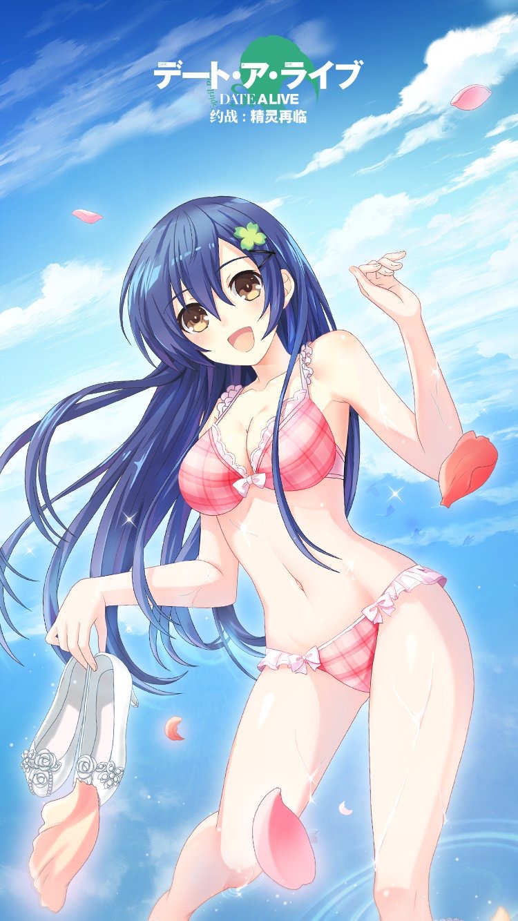 1girl bikini blue_hair date_a_live genderswap genderswap_(mtf) highres itsuka_shiori jpeg_artifacts swimsuit watermark