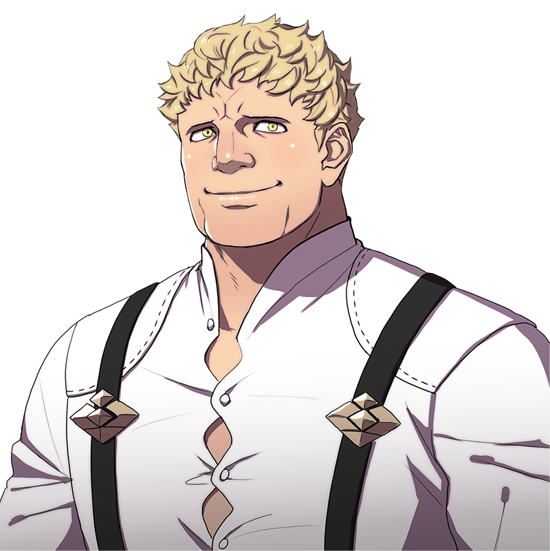 1boy blonde_hair fire_emblem fire_emblem:_three_houses kurahana_chinatsu looking_at_viewer male_focus official_art raphael_kirsten solo transparent_background uniform upper_body yellow_eyes