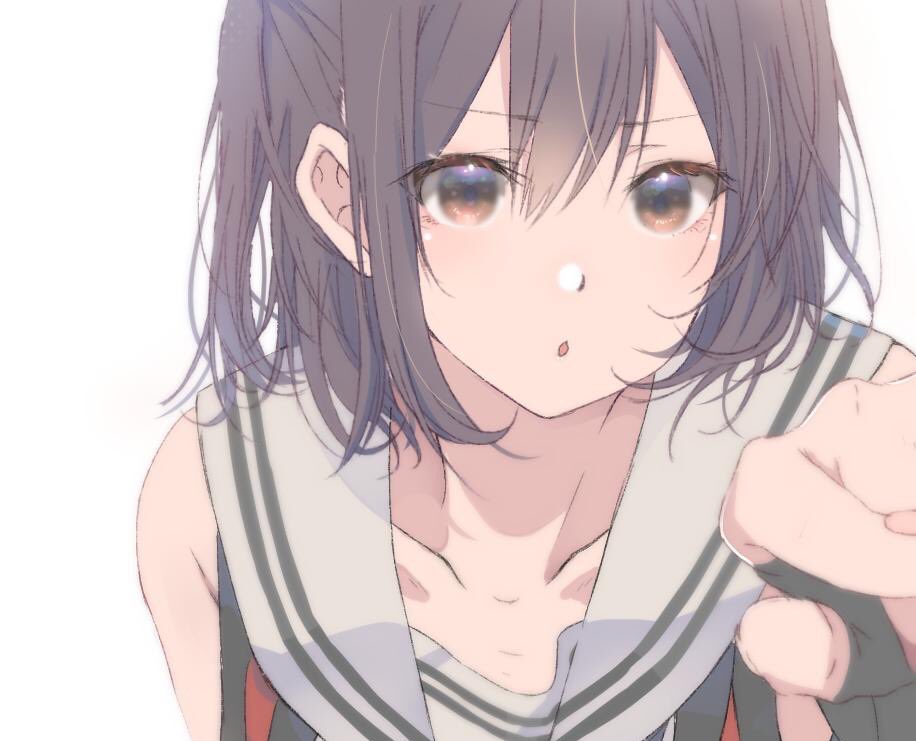 1girl black_gloves brown_eyes brown_hair collarbone elbow_gloves gloves hair_between_eyes hair_ornament kantai_collection looking_at_viewer remodel_(kantai_collection) rinto_(rint_rnt) sailor_collar sendai_(kantai_collection) short_hair simple_background solo two_side_up upper_body white_background white_sailor_collar