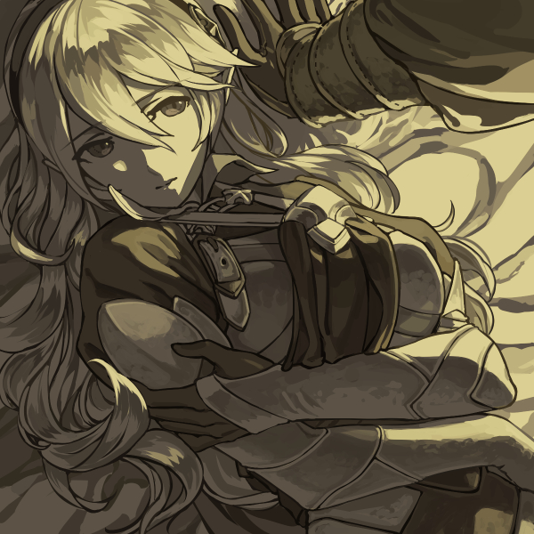 1boy 1girl black_shirt brother_and_sister brown_eyes corrin_(fire_emblem)_(female) couple eye_contact eyebrows_visible_through_hair fire_emblem fire_emblem_fates gloves grey_background grey_kimono hair_between_eyes harusame_(rueken) hug hug_from_behind japanese_clothes kimono limited_palette long_hair long_sleeves looking_at_another ponytail shirt siblings silver_hair smile takumi_(fire_emblem) very_long_hair wing_collar