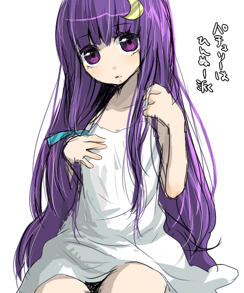 matyinging patchouli_knowledge purple_eyes purple_hair touhou very_long_hair violet_eyes