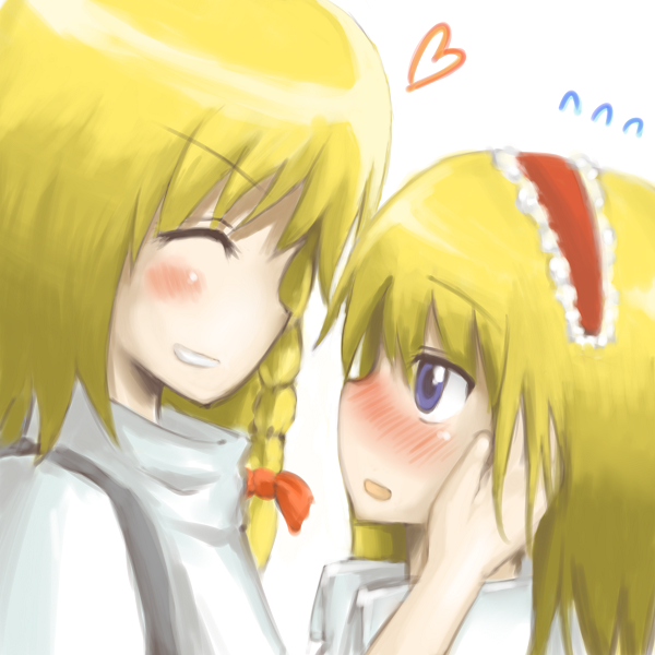 alice_margatroid any_(artist) any_(pixiv142077) bad_id blonde_hair blue_eyes blush kirisame_marisa multiple_girls smile touhou