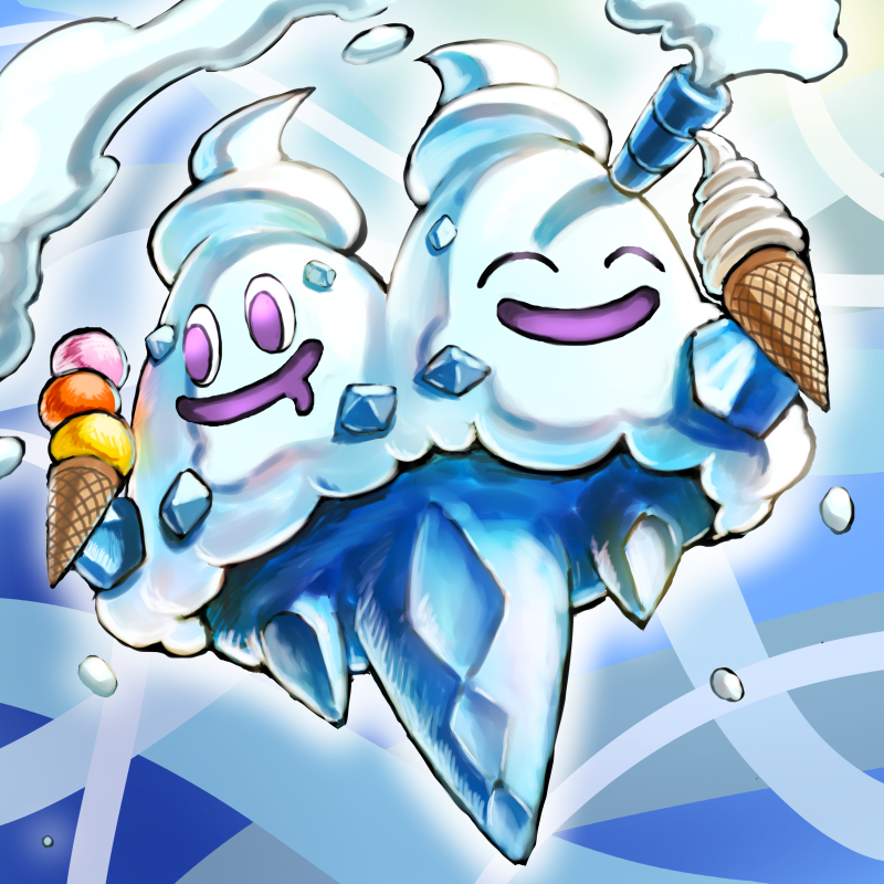 eyes_closed food gen_5_pokemon ice ice_cream ice_cream_cone kaosu_(kaosu0905) no_humans pokemon pokemon_(game) pokemon_bw vanilluxe