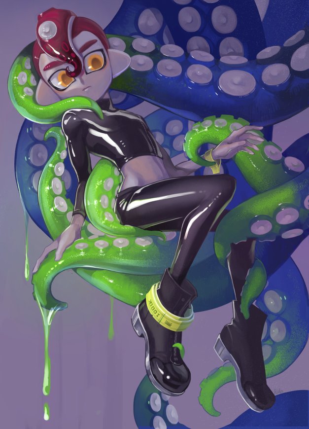 1boy boots lida_orsta male_focus mohawk octarian octoling redhead solo splatoon_(series) splatoon_2 splatoon_2:_octo_expansion suction_cups tentacle_hair tentacles