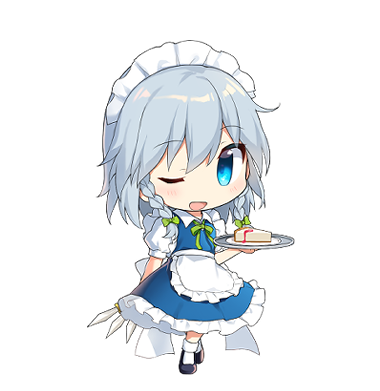 1girl ;d apron bangs black_footwear blue_dress blue_eyes blush bow braid cake chibi commentary_request dress eyebrows_visible_through_hair food frilled_apron frills full_body green_bow green_neckwear green_ribbon hair_between_eyes hair_bow holding holding_knife holding_plate holding_weapon izayoi_sakuya knife looking_at_viewer lowres maid maid_apron maid_headdress neck_ribbon one_eye_closed open_mouth petticoat plate puffy_short_sleeves puffy_sleeves ribbon shirt shoes short_hair short_sleeves silver_hair simple_background smile socks solo standing touhou twin_braids waist_apron weapon white_apron white_background white_legwear white_shirt yada_(xxxadaman)