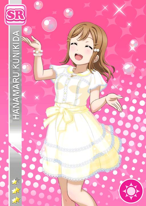 blush brown_hair character_name closed_eyes dress kunikida_hanamaru long_hair love_live!_school_idol_festival love_live!_sunshine!! smile