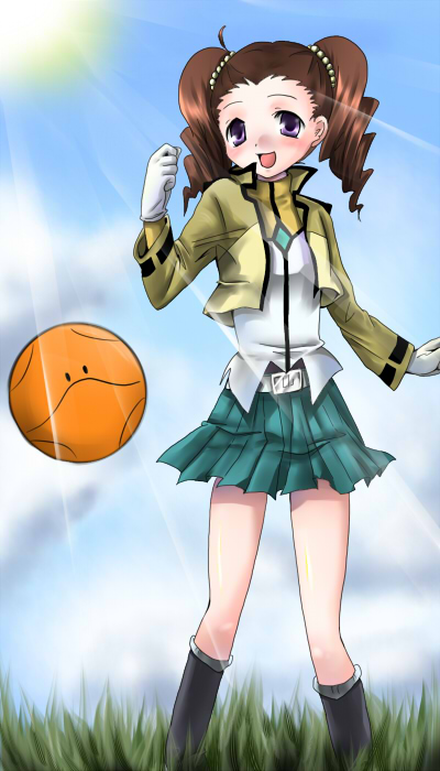 brown_hair gundam gundam_00 haro marimo_danshaku mileina_vashti skirt twintails