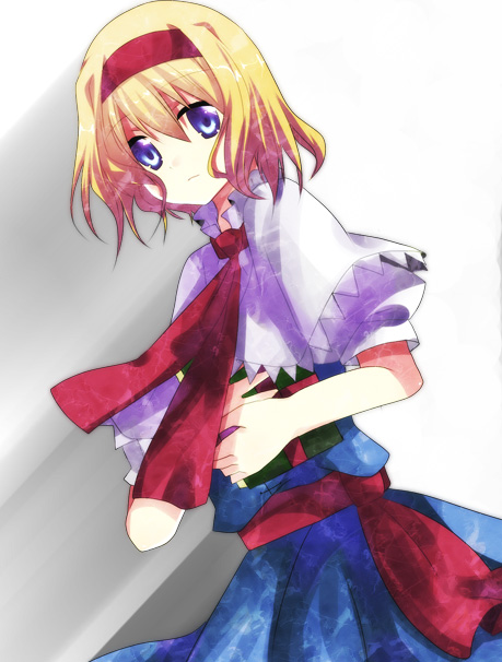 bad_id blonde_hair blue_eyes book hairband ichi_(bji) ribbon short_hair touhou