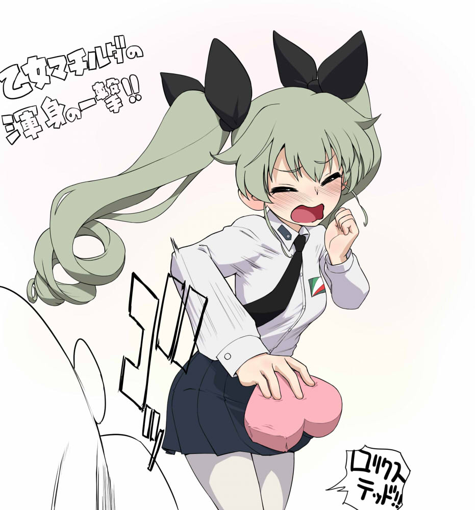 1girl anchovy anzio_school_uniform bangs black_neckwear black_ribbon black_skirt blush box clenched_hand commentary_request cowboy_shot dress_shirt drill_hair embarrassed emblem eyebrows_visible_through_hair frown gift girls_und_panzer green_hair hair_ribbon heart-shaped_box holding holding_gift leaning_forward long_hair long_sleeves miniskirt motion_blur necktie open_mouth pantyhose pleated_skirt ribbon school_uniform shirt simple_background skirt slapping standing the_elder_scrolls the_elder_scrolls_v:_skyrim translated twin_drills twintails valentine wata_do_chinkuru wavy_mouth white_background white_legwear white_shirt