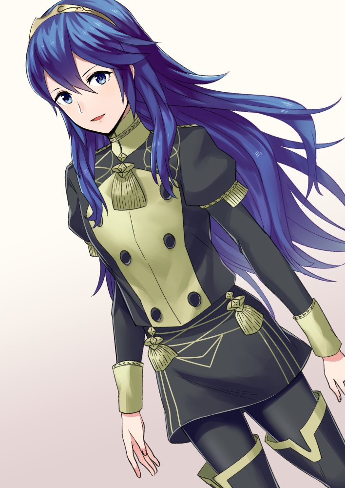 10s 1girl 2010s a_meno0 blue_eyes blue_hair blush cosplay decade_connection fire_emblem fire_emblem:_three_houses fire_emblem:_kakusei fire_emblem:_three_houses fire_emblem_13 fire_emblem_16 fire_emblem_awakening hair_between_eyes intelligent_systems long_hair looking_at_viewer lucina nintendo open_mouth school_uniform simple_background smile solo tiara uniform