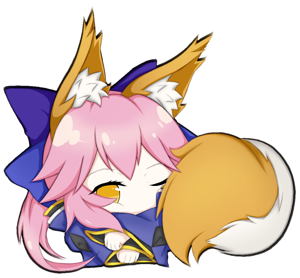 1girl animal_ear_fluff animal_ears blue_kimono fate/extella fate/extra fate/extra_ccc fate/grand_order fate_(series) fox_ears fox_girl fox_tail japanese_clothes kimono long_hair looking_at_viewer lying nepsuka_(hachisuka) on_side one_eye_closed pink_hair simple_background solo tail tamamo_(fate)_(all) tamamo_no_mae_(fate) white_background yellow_eyes