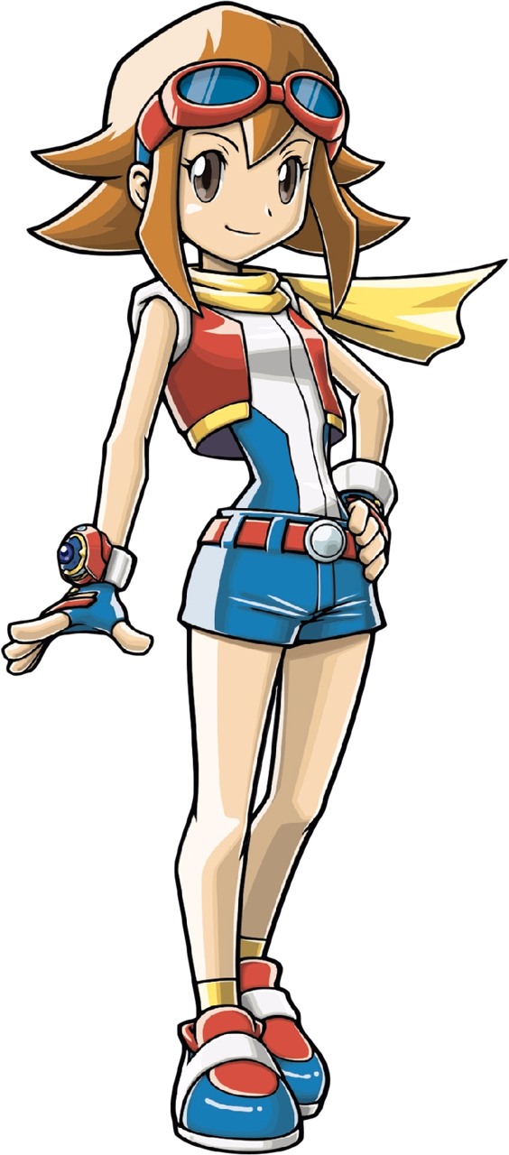 1girl artist_request belt blue_gloves blue_shorts breasts brown_hair closed_mouth fingerless_gloves full_body gloves goggles goggles_on_head grey_eyes hand_on_hip highres looking_at_viewer medium_hair minami_(pokemon) official_art pokemon pokemon_(game) pokemon_ranger pokemon_ranger_3 pokemon_ranger_uniform red_vest scarf shirt shoes short_shorts shorts sleeveless sleeveless_shirt small_breasts smile socks solo standing vest yellow_legwear yellow_scarf