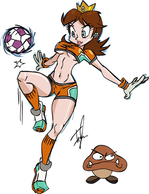 breasts goomba nintendo princess_daisy soccer super_mario_bros. under_boob