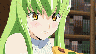 animated_gif blush c.c. cc code_geass eating food gif lowres pizza