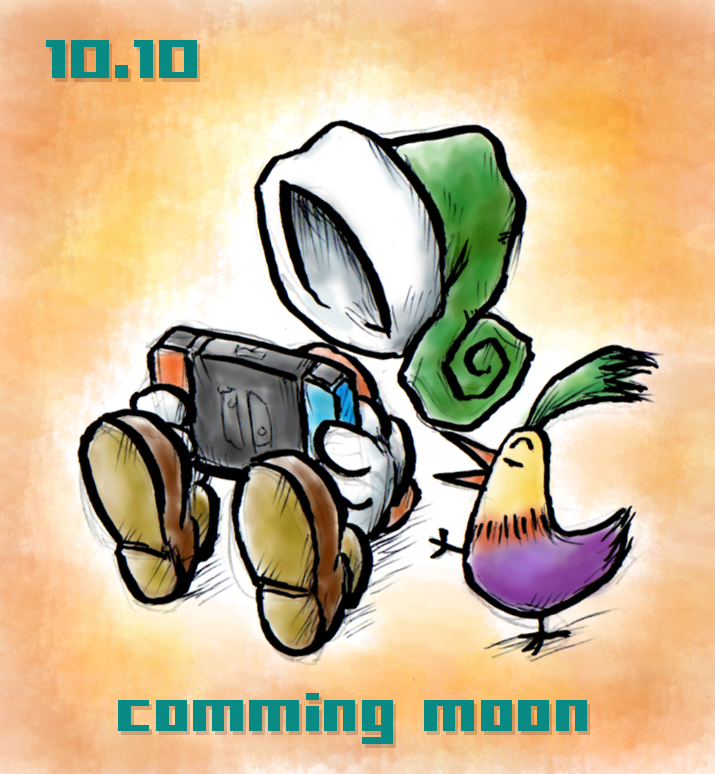 bird faceless full_body gloves green_headwear hat holding_controller invisible_man moon_(love-de-lic) nintendo_switch official_art player_(moon) shoes simple_background sitting white_gloves