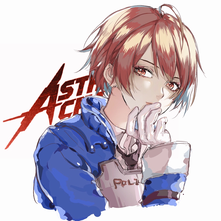 1girl akira_howard artist_request astral_chain background_text brown_eyes brown_hair copyright_name gloves jacket long_sleeves looking_at_viewer police police_uniform short_hair simple_background solo uniform white_background