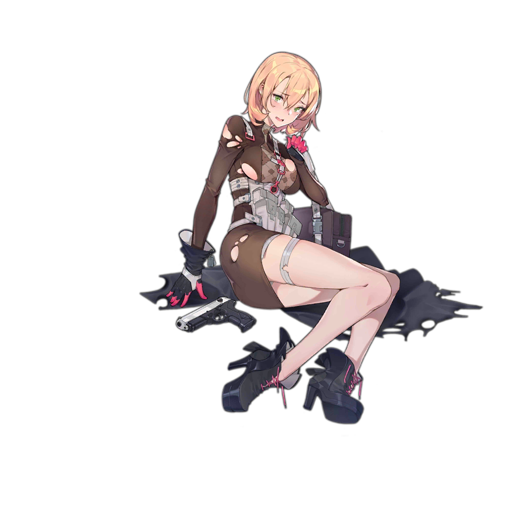 1girl ass bag bangs beretta_px4 black_coat blonde_hair blush boots breasts brown_dress buckle character_name coat coat_removed copyright_name cross-laced_footwear curly_hair damaged dog_tags dress eyebrows_visible_through_hair full_body girls_frontline gloves green_eyes gun handgun high_heel_boots high_heels holding holding_strap holding_weapon hood hooded_coat lace-up_boots large_breasts load_bearing_equipment logo long_coat long_sleeves looking_at_viewer mole mole_under_eye multicolored multicolored_clothes multicolored_gloves o-ring official_art open_mouth pistol pouch px4_storm_(girls_frontline) rainli short_dress short_hair sidelocks skin_tight skindentation solo standing tareme thigh_strap torn_clothes torn_coat torn_dress transparent_background trigger_discipline weapon