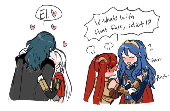 4girls armor blue_hair blush byleth_(fire_emblem) byleth_eisner_(female) cape dashingicecream edelgard_von_hresvelg english_text female_my_unit_(fire_emblem:_three_houses) fingerless_gloves fire_emblem fire_emblem:_three_houses fire_emblem:_kakusei fire_emblem:_three_houses fire_emblem_awakening fire_emblem_heroes fire_emblem_musou fire_emblem_warriors gloves hair_ornament hair_ribbon hug intelligent_systems kiss koei_tecmo laughing long_hair lucina lucina_(fire_emblem) multiple_girls my_unit_(fire_emblem:_three_houses) nintendo open_mouth redhead ribbon serena_(fire_emblem) severa_(fire_emblem) simple_background super_smash_bros. twintails uniform white_background yuri