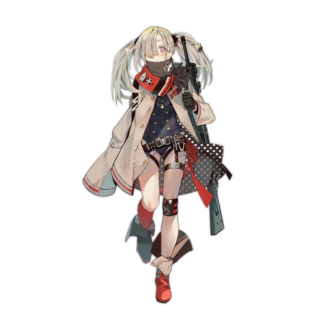 1girl asymmetrical_legwear bangs belt blonde_hair blush boots closed_mouth coat cross freckles full_body girls_frontline glasses gloves gun h&amp;k_hk21 hair_over_one_eye hk21_(girls_frontline) iron_cross knee_pads long_hair long_sleeves looking_at_viewer machine_gun official_art over_shoulder red_scarf round_eyewear scarf smile standing thigh_strap transparent_background twintails violet_eyes weapon weapon_over_shoulder xiao_chichi