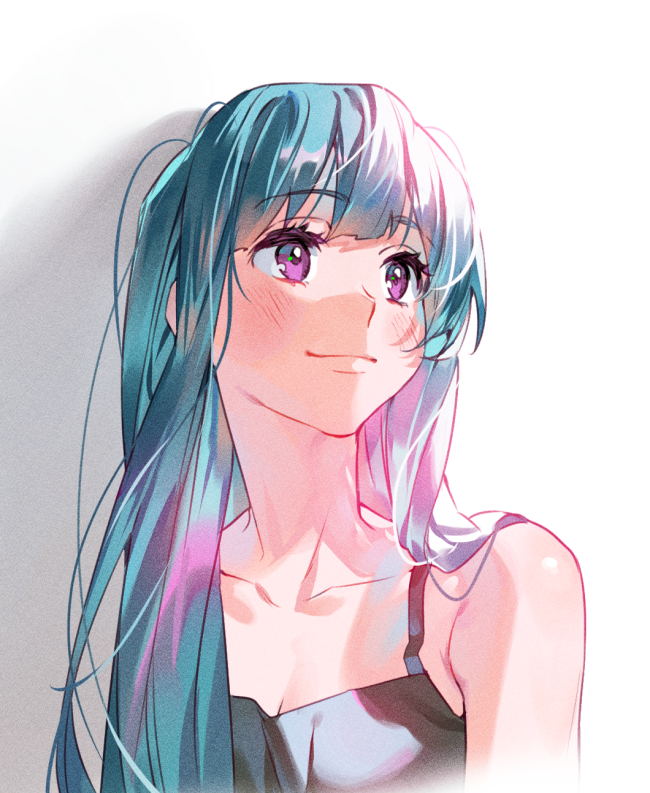 1girl aqua_hair blush closed_mouth lips long_hair multicolored multicolored_eyes nishita open_eyes original smile solo