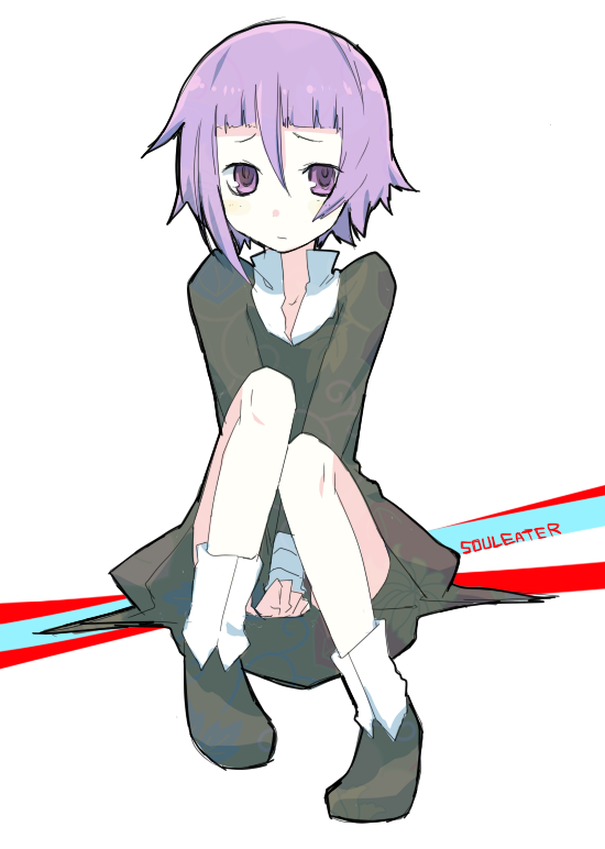 chrona_makenshi makenshi_chrona purple_eyes purple_hair short_hair sitting soul_eater violet_eyes