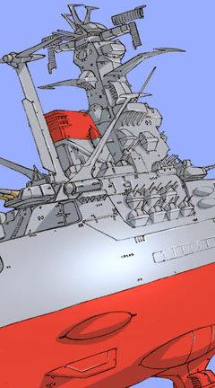 battleship lowres muneyuki_puniness(artist) oldschool space_craft spaceship uchuu_senkan_yamato yamato_(uchuu_senkan_yamato)