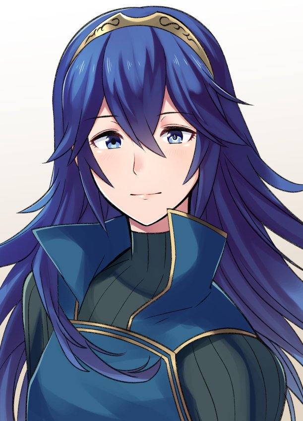 1girl a_meno0 blue_eyes blue_hair blush cape cute female_focus fingerless_gloves fire_emblem fire_emblem:_kakusei fire_emblem_awakening gloves hair_between_eyes hair_ornament intelligent_systems long_hair looking_at_viewer lucina lucina_(fire_emblem) nintendo simple_background smile solo tiara