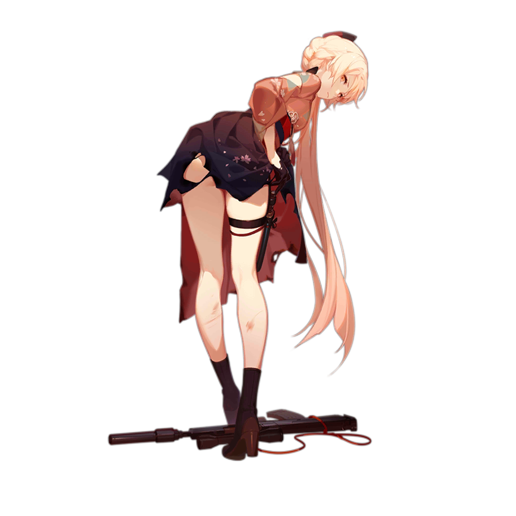 1girl alternate_costume ask_(askzy) bent_over black_gloves boots closed_mouth floral_print from_behind full_body girls_frontline gloves gun half_gloves high-waist_skirt high_heel_boots high_heels holster long_hair looking_at_viewer looking_back meiji_schoolgirl_uniform official_art orange_eyes ots-14_(girls_frontline) pink_hair ribbon rifle skirt skirt_lift sniper_rifle solo thigh_holster torn_clothes torn_skirt transparent_background very_long_hair weapon