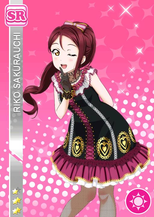 blush brown_eyes character_name dress long_hair love_live!_school_idol_festival love_live!_sunshine!! purple_hair sakurauchi_riko smile wink