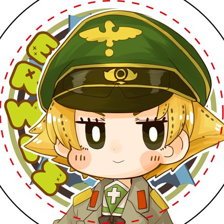 1girl blonde_hair bright_pupils chibi emblem erwin_(girls_und_panzer) girls_und_panzer green_eyes hat jacket long_sleeves lowres ooarai_(emblem) ooarai_school_uniform school_uniform short_hair smile torikichi_(tsukikuma_enthalpy) white_pupils