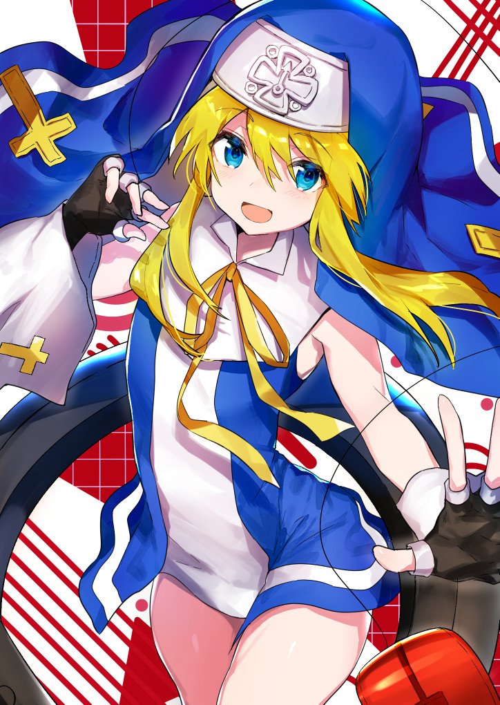 1boy :d blonde_hair blue_eyes bridget_(guilty_gear) fingerless_gloves gloves guilty_gear hayama_eishi nun open_mouth otoko_no_ko smile yo-yo