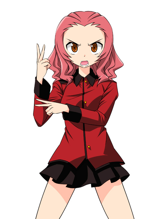 1girl black_skirt brown_eyes commentary epaulettes frown girls_und_panzer gofu jacket kamen_rider kamen_rider_v3_(series) long_sleeves looking_at_viewer medium_hair military military_uniform miniskirt open_mouth pleated_skirt pose red_jacket redhead rosehip simple_background skirt solo st._gloriana's_military_uniform standing uniform v-shaped_eyebrows white_background