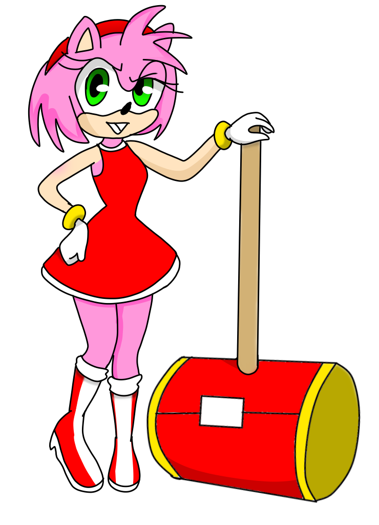 1girl amy_rose animal furry hammer hedgehog no_humans piko_piko_hammer red_dress sega sonic_the_hedgehog tagme