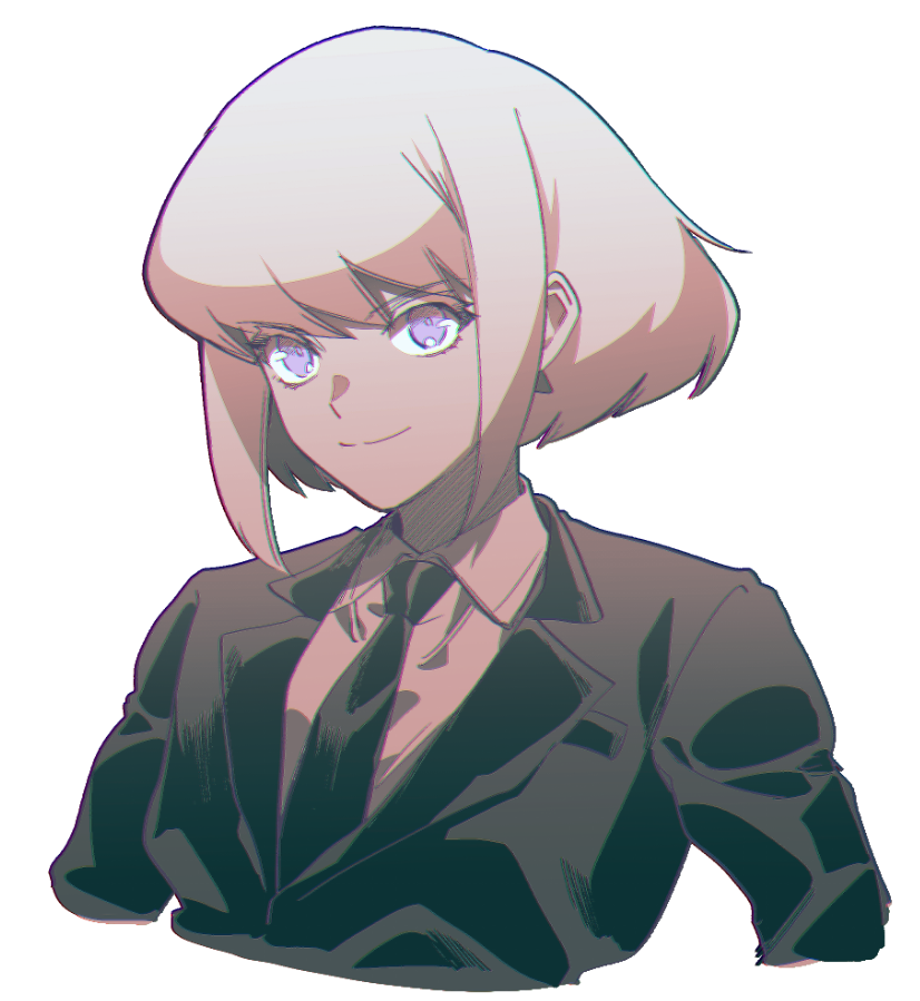 1boy blonde_hair formal ke889 lio_fotia male_focus necktie promare sidelocks smile solo suit upper_body violet_eyes