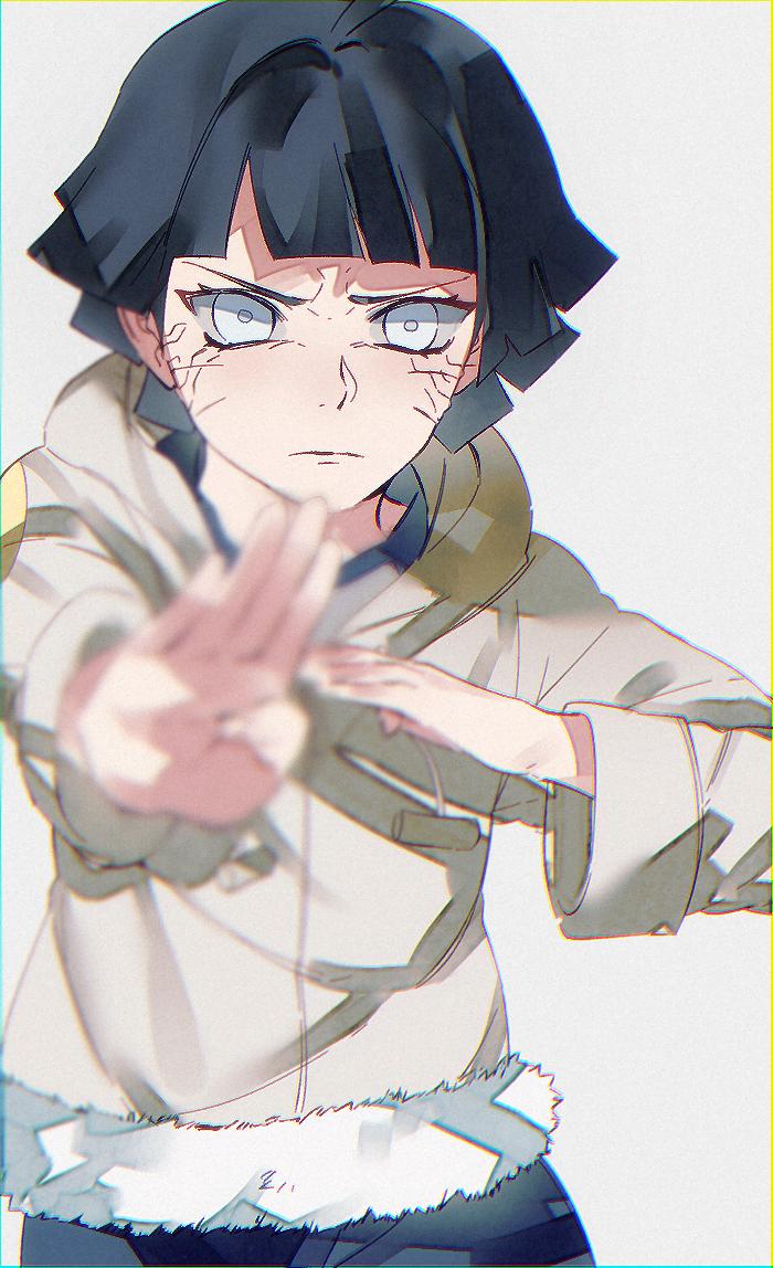 blunt_bangs hime_cut hyuuga_hinata_(cosplay) naruto short_hair uzumaki_himawari whisker_markings white_eyes