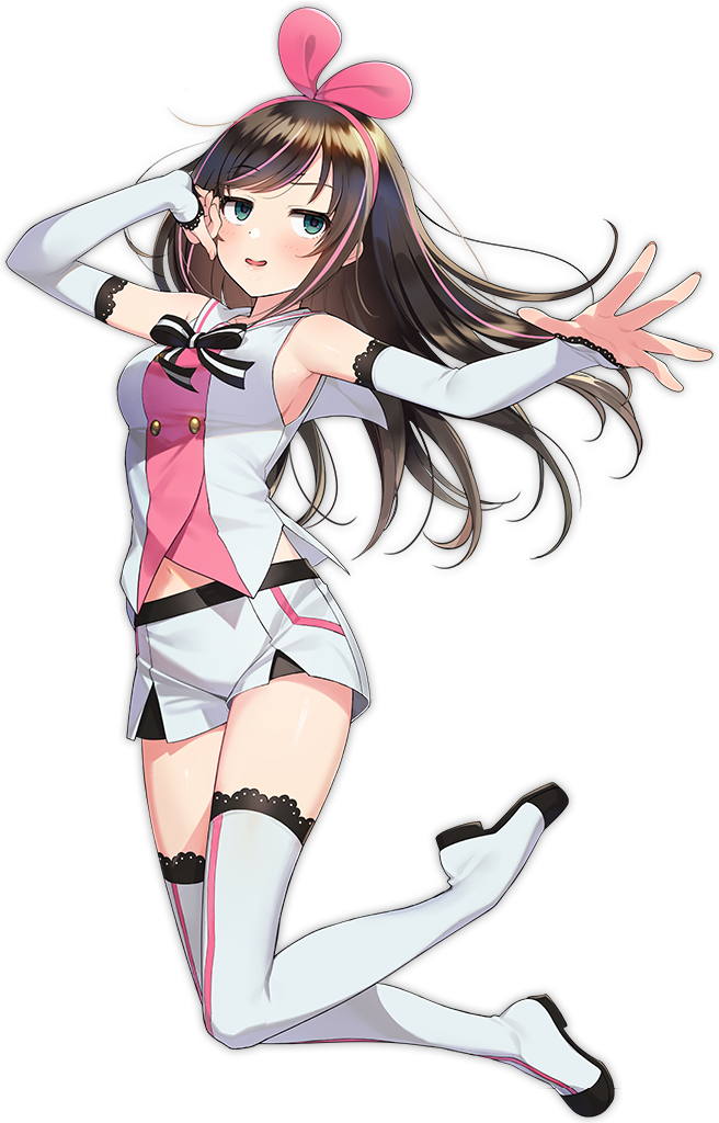 1girl a.i._channel armpits azur_lane bangs bare_shoulders black_neckwear blue_eyes blush boots bow bowtie breasts brown_hair character_name closed_eyes detached_sleeves eyebrows_visible_through_hair female floating_hair full_body hairband jumping kizuna_ai kurot lace-trimmed_boots lace-trimmed_sleeves lace_trim long_hair looking_at_viewer morikura_en multicolored_hair official_art open_mouth outstretched_arm pink_hair pink_hairband ribbon sailor_collar shirt shorts sidelocks skirt solo streaked_hair tachi-e thigh-highs thigh_boots thighs transparent_background upper_teeth v-shaped_eyebrows virtual_youtuber white_footwear white_skirt