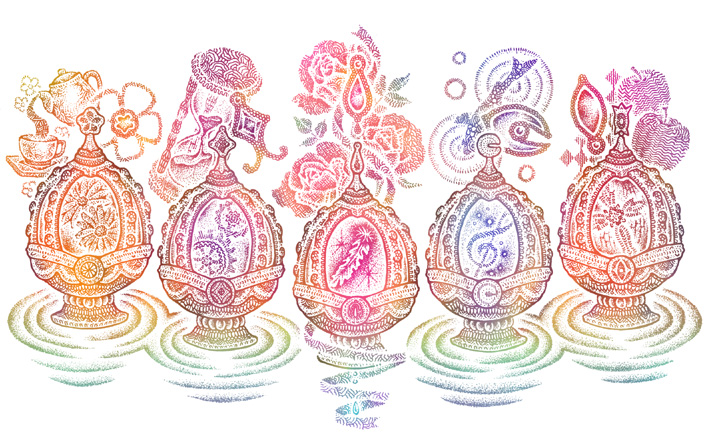 air_bubble apple bubble cross cup fish flower food fruit gears hourglass mahou_shoujo_madoka_magica millipen_(medium) mizusawa nib_pen_(medium) no_humans pouring ribbon ripples rose saucer simple_background soul_gem sparkle tea teacup teapot traditional_media treble_clef white_background