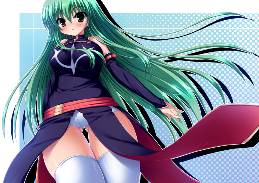 cc code_geass detached_sleeves green_hair long_hair takeponi thigh-highs thighhighs yellow_eyes