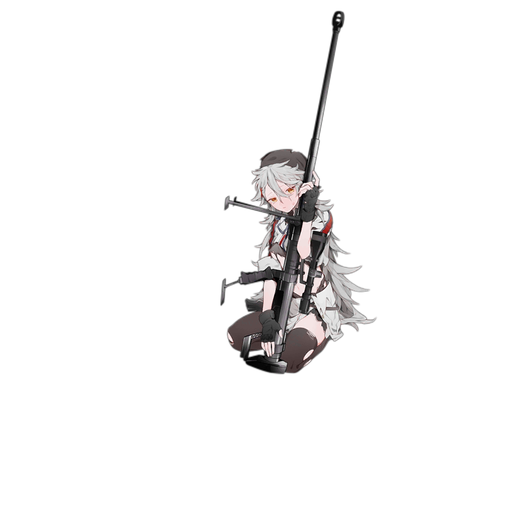 1girl bangs black_gloves black_headwear black_legwear breasts brown_eyes closed_mouth fingerless_gloves full_body gepard_m1_(girls_frontline) girls_frontline gloves grey_hair gun hair_between_eyes hair_ornament hat holding holding_gun holding_weapon km2o4 long_hair looking_at_viewer messy_hair official_art rifle scope sitting sniper_rifle solo thigh-highs torn_clothes torn_hat torn_legwear transparent_background very_long_hair weapon