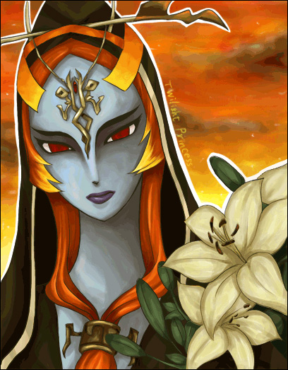 grey_skin hood long_hair lovamaru midna nintendo orange_hair red_eyes solo spoilers the_legend_of_zelda twilight_princess