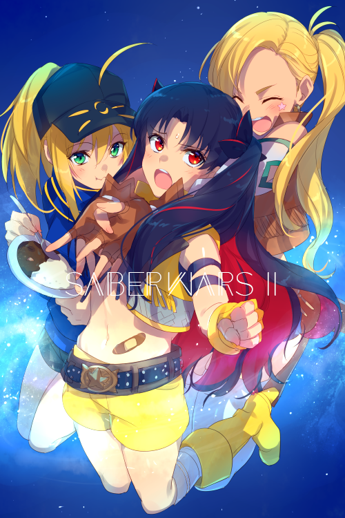 3girls ahoge artoria_pendragon_(all) bandaid_on_stomach bangs bare_shoulders baseball_cap belt black_hair black_headwear black_shorts blonde_hair blue_jacket blue_scarf blue_shorts blush boots breasts brown_gloves brown_vest calamity_jane_(fate/grand_order) cis05 closed_eyes closed_mouth cropped_vest curry earrings eating fate/grand_order fate_(series) fingerless_gloves food gloves green_eyes hair_through_headwear hat hoop_earrings ishtar_(fate/grand_order) jacket jewelry knee_boots long_hair long_sleeves looking_at_viewer multicolored_hair multiple_girls mysterious_heroine_x navel open_mouth parted_bangs plate red_eyes redhead rice rojiura_satsuki:_chapter_heroine_sanctuary scarf short_shorts shorts side_ponytail small_breasts smile space_ishtar_(fate) star_tattoo tattoo thighs track_jacket two-tone_hair two_side_up vest yellow_footwear yellow_gloves yellow_shorts yellow_vest