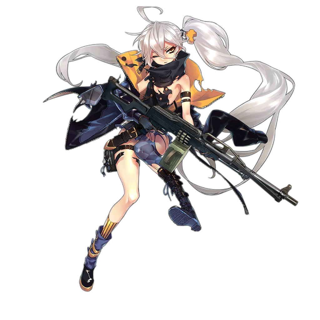 1girl ahoge belt_boots blue_legwear boots commentary cross-laced_footwear full_body girls_frontline gun hair_between_eyes holding holding_gun holding_weapon holster jacket kneehighs lace-up_boots long_hair machine_gun mismatched_footwear mismatched_legwear no_sense_of_shame official_art one_eye_closed open_clothes open_jacket parted_lips pkp_(girls_frontline) pkp_pecheneg shadow side_ponytail silver_hair single_kneehigh single_thighhigh solo standing standing_on_one_leg striped striped_legwear thick_eyebrows thigh-highs thigh_holster torn_clothes torn_jacket transparent_background trigger_discipline tsurime vertical-striped_legwear vertical_stripes very_long_hair weapon yellow_eyes yellow_legwear