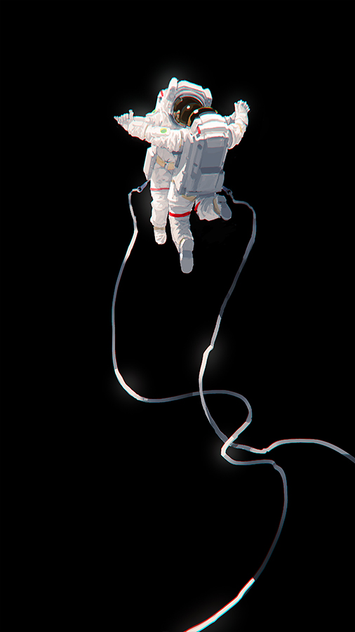 2others astronaut black_background boots commentary_request dancing floating gloves hands_up helmet holding_hands interlocked_fingers legs_up multiple_others niy_(nenenoa) original reflection simple_background space spacesuit white_footwear white_gloves