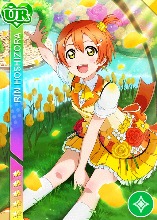 blush character_name dress green_eyes hoshizora_rin love_live!_school_idol_festival love_live!_school_idol_project orange_hair short_hair smile