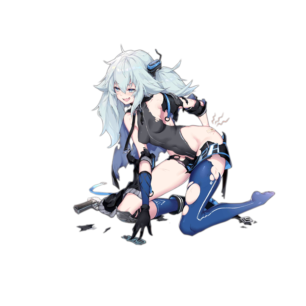 1girl bandaid bangs bare_shoulders black_leotard blue_hair boots breasts collarbone fang girls_frontline gloves grey_jacket groin gun hair_between_eyes hair_ornament hand_on_back handgun heart heart-shaped_pupils jacket leotard looking_away mab_pa-15 official_art open_mouth pa-15_(girls_frontline) pistol shanyao_jiang_tororo sidelocks single_boot skin_fang small_breasts smile standing symbol-shaped_pupils thigh_strap torn_clothes transparent_background weapon