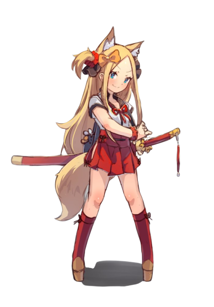 blonde_hair fox_girl katana kitsune tagme