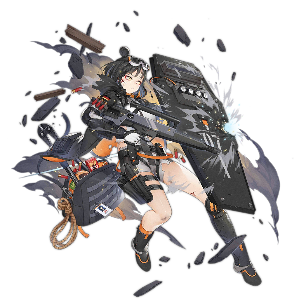 1girl arm_guards bag bangs black_footwear black_hair bleeding blood boots braid breasts bullpup caws_(girls_frontline) coat combat_shotgun damaged expressionless eyeshadow food german_flag girls_frontline gloves goggles goggles_on_head grey_jumpsuit gun h&amp;k_caws h&amp;k_usp haijin handgun headset heckler_&amp;_koch holding holding_gun holding_shield holding_weapon holster hood hood_down hooded_coat load_bearing_equipment logo long_sleeves looking_afar makeup medium_breasts name_tag official_art open_clothes open_coat orange_legwear parted_lips pocky riot_shield rope shield shin_guards short_hair short_jumpsuit short_sleeves shotgun shotgun_shells side_braid sidelocks single_knee_pad single_shin_guard smoke snap-fit_buckle socks solo thigh_holster thigh_strap topknot torn_clothes transparent_background two-tone_jumpsuit weapon wind yellow_eyes