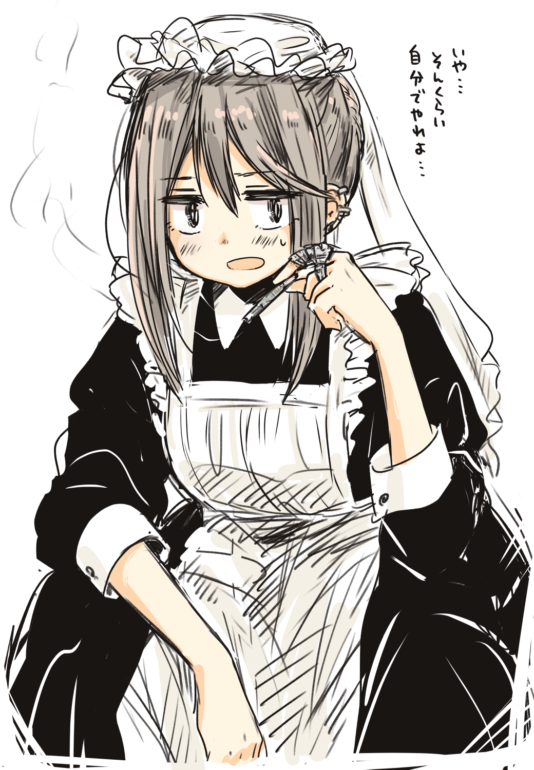 highres maid maid_cap matsuda_hikari original smoking victorian_maid yankee